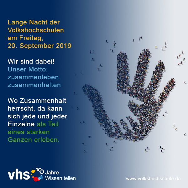 Bild der VHS-Kampagne zum Zusammenhalt.